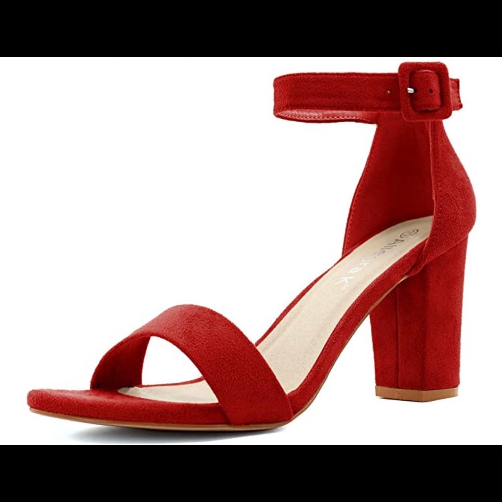 Allegra K  Chunky High Heel Ankle Strap Sandals